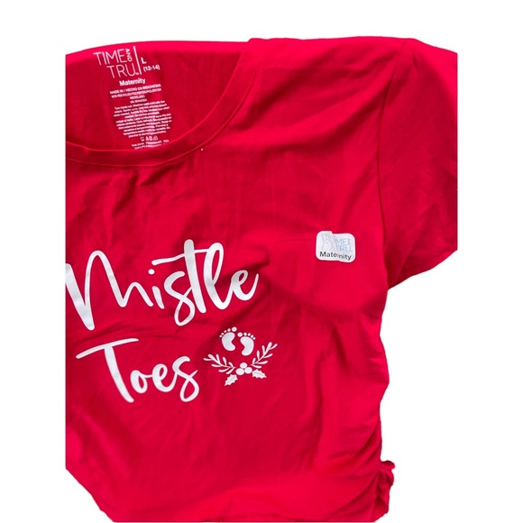 Time and Tru maternity red mistletoes shirt casual holiday themed NWT - Picture 3 of 5